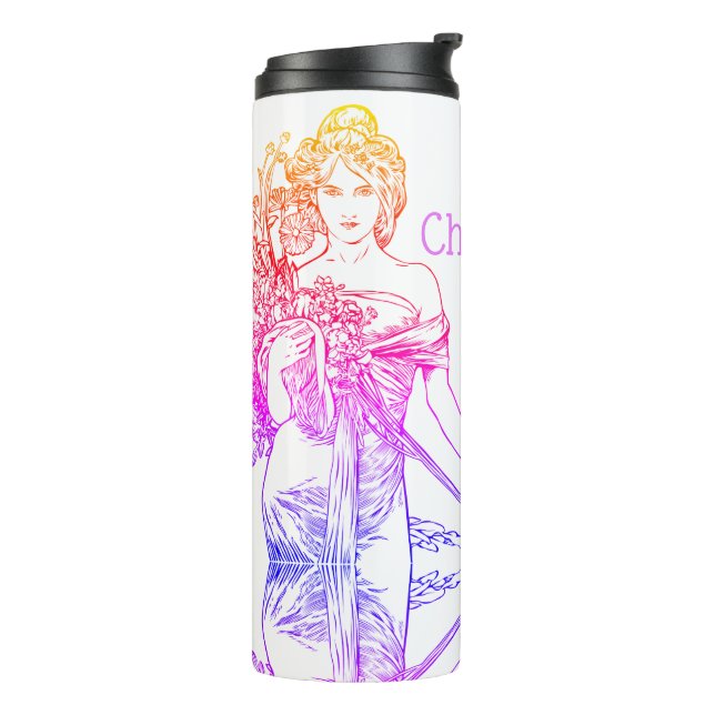 Art nouveau Alphonse Mucha Thermal Tumbler (Rotated Left)