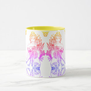 Art nouveau Alphonse Mucha woman flowers  Mug