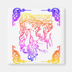 Art nouveau Alphonse Mucha woman salon Magnet
