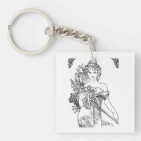 Art nouveau Alphonse Mucha woman with flowers