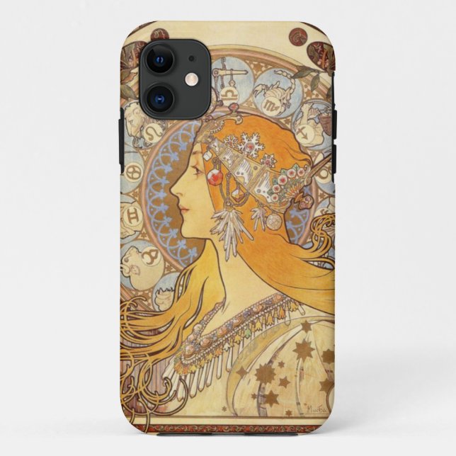 Art Nouveau Alphonse Mucha Zodiac iPhone Case (Back)