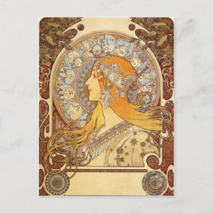 Art Nouveau Alphonse Mucha Zodiac Post Card