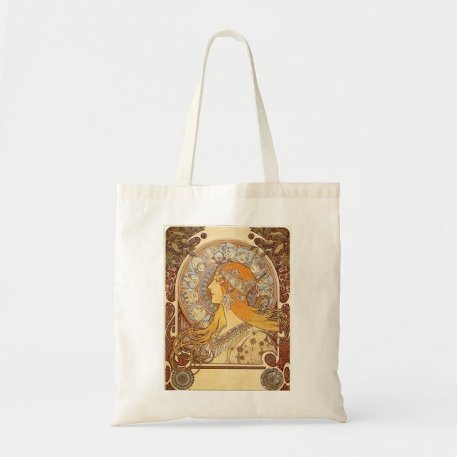 Art Nouveau Alphonse Mucha Zodiac Tote Bag (Front)