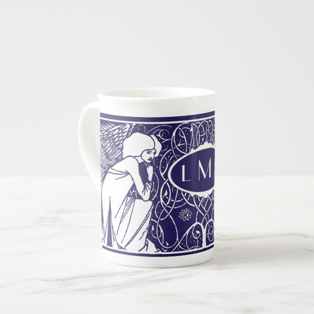 Art Nouveau Angels Monogram China Mug (Front Left)