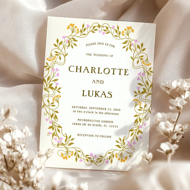 Art Nouveau Antique Floral Wedding Invitation (Creator Uploaded)