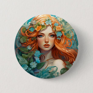 Art Nouveau Aos sí Fairy 6 Cm Round Badge