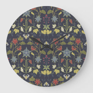 Art Nouveau Aquilegia: Dark Floral Large Clock