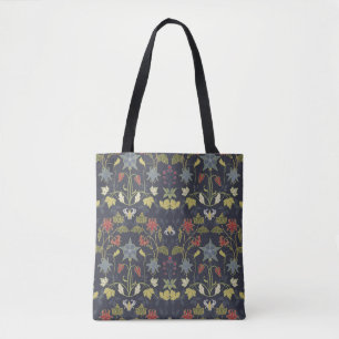 Art Nouveau Aquilegia: Dark Floral Tote Bag