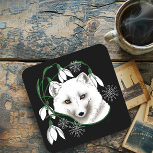 Art Nouveau Arctic White Fox Coaster