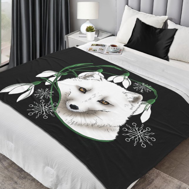 Art Nouveau Arctic White Fox Fleece Blanket (Creator Uploaded)
