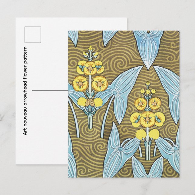 Art nouveau arrowhead flower pattern  postcard (Front/Back)