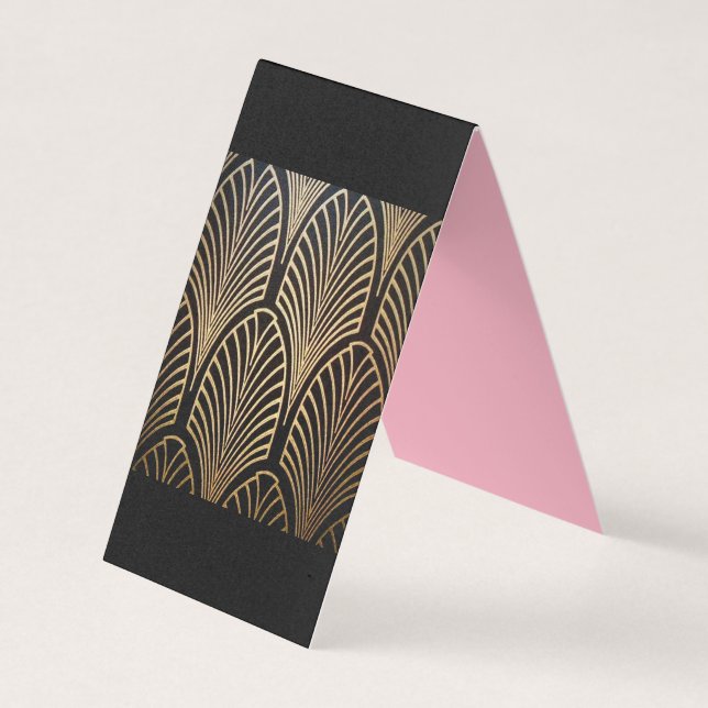 Art nouveau, art deco, fan pattern, bronze,gold,bl business card (Front)