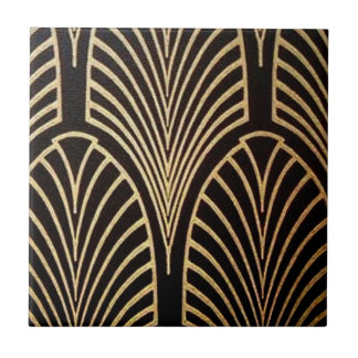 Art nouveau, art deco, fan pattern, bronze,gold,bl ceramic tile