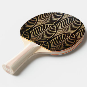 Art nouveau, art deco, fan pattern, bronze,gold,bl ping pong paddle