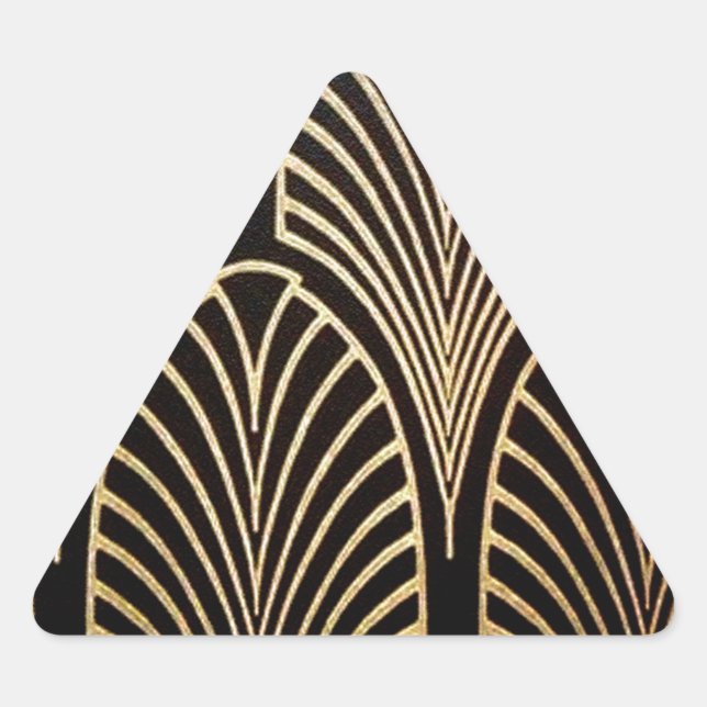 Art nouveau, art deco, fan pattern, bronze,gold,bl triangle sticker (Front)
