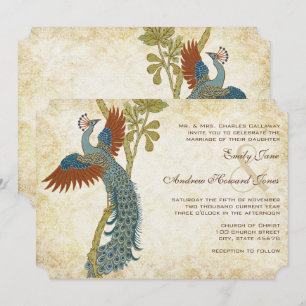 Art Nouveau Art Deco Peacock Birds Wedding Invitation