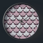 Art Nouveau, Art Deco, popular pattern Clock<br><div class="desc">Art nouveau,  art deco,  popular pattern,  pastel pink,  ivory white,  and black-black.</div>