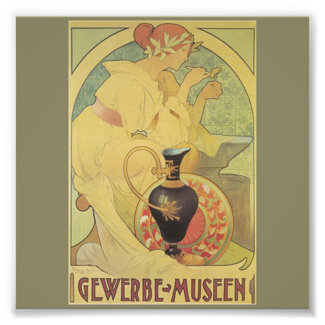 Art nouveau,art deco,poster,G. ABBEGG,Gewerbe Muse Photo Print (Front)