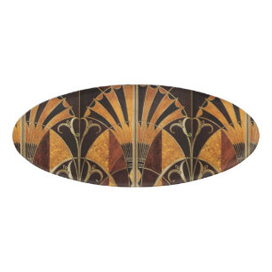 art Nouveau,art deco, vintage, multi wood colours, Name Tag