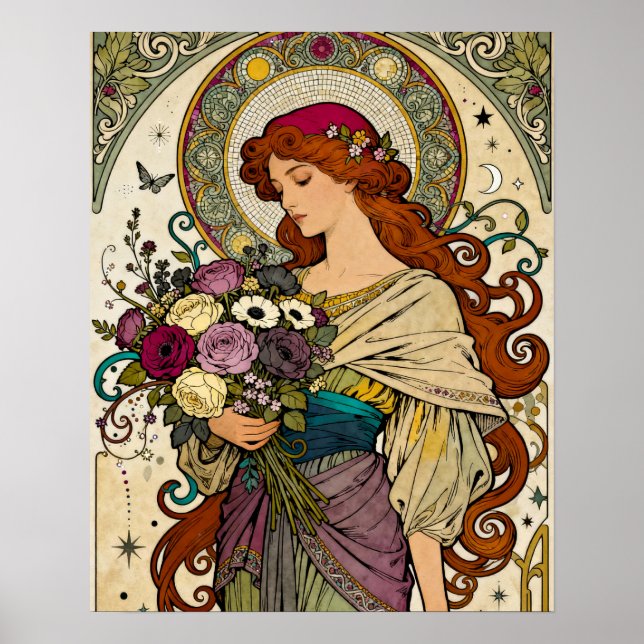 Art Nouveau Art with Easel Poster (Front)