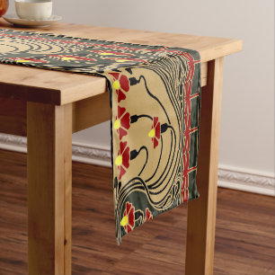 Art Nouveau Arts & Crafts Dragonfly Floral Frieze Short Table Runner