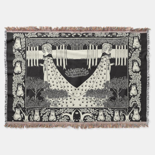 Art Nouveau Aubrey Beardsley Salome Rugs Throw Blanket (Front)