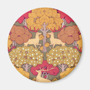 Art nouveau autumn maple tree deer fall Verneuil Magnet