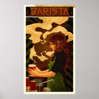 Art Nouveau Barista (poster/print) Poster