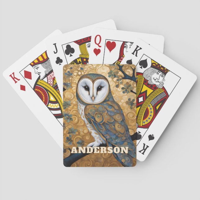 Art Nouveau Barn Owl Playing Cards (Back)