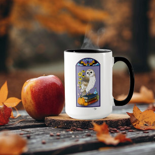 Art Nouveau Barn Owl Pumpkins Books Mug