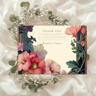 Art Nouveau Baroque Border Floral Wedding Thank You Card
