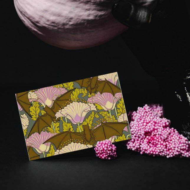 Art Nouveau Bats and Flowers Card (Creator Uploaded)