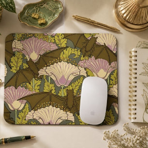 Art Nouveau Bats and Flowers Mouse Pad