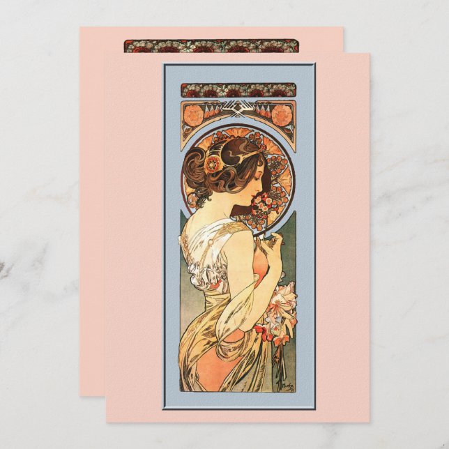 Art Nouveau Beautiful Bride Wedding Invitation (Front/Back)