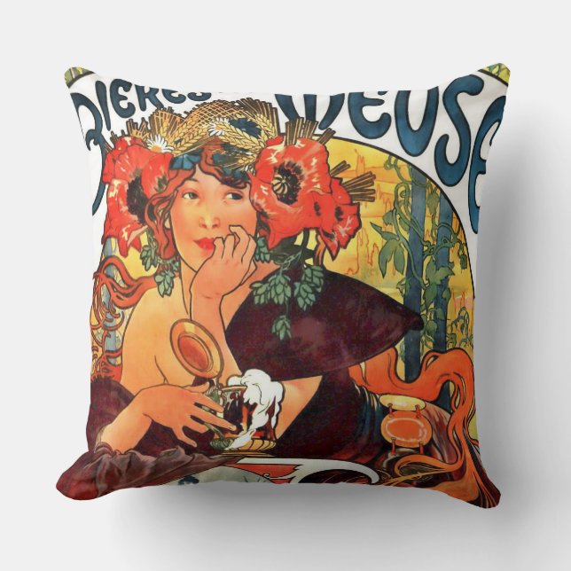 Art Nouveau Beer Ad 1897 Cushion (Front)