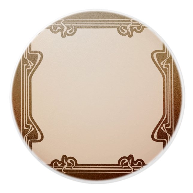 art nouveau, beige,brown,antique,belle époque, ele ceramic knob (Front)