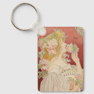 Art Nouveau Belle Époque Lady Roses Livemont Key Ring