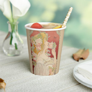 Art Nouveau Belle Époque Lady Roses Livemont Paper Cups
