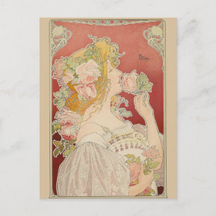 Art Nouveau Belle Époque Lady Roses Livemont Postcard