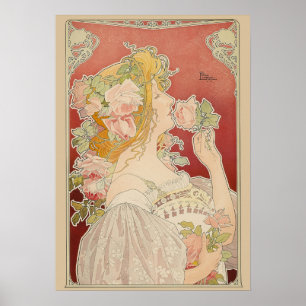 Art Nouveau Belle Époque Lady Roses Livemont Poster