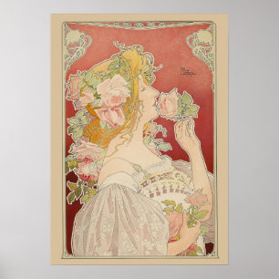 Art Nouveau Belle Époque Lady Roses Livemont Poster