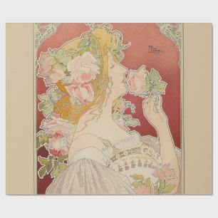 Art Nouveau Belle Époque Lady Roses Livemont Wrapping Paper