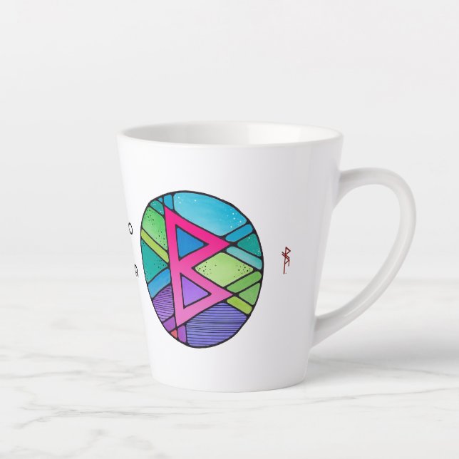 Art Nouveau Berkano Rune Latte Mug – Mother Earth! (Right)