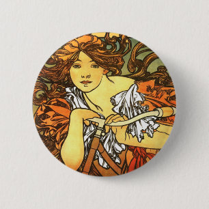 Art Nouveau Bicycle - Alphonse Mucha 6 Cm Round Badge