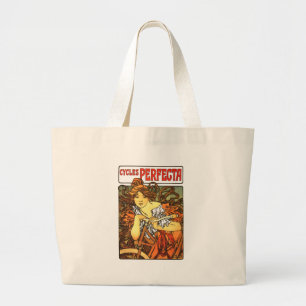 Art Nouveau Bicycle - Alphonse Mucha Large Tote Bag