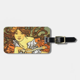 Art Nouveau Bicycle Mucha Art Luggage Tag