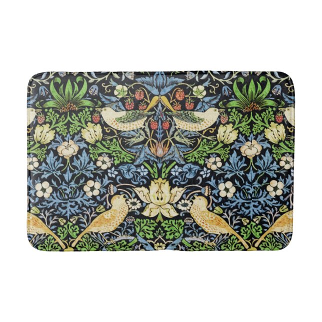 Art Nouveau Bird and Flower Tapestry Pattern Bath Mat (Front)