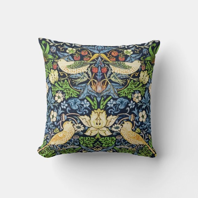 Art Nouveau Bird and Flower Tapestry Pattern Cushion (Front)