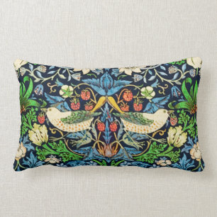 Art Nouveau Bird and Flower Tapestry Pattern Lumbar Cushion