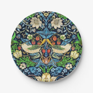 Art Nouveau Bird and Flower Tapestry Pattern Paper Plate